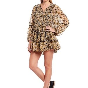 Free Swinging V-Neck Tiered Hem Mini Dress